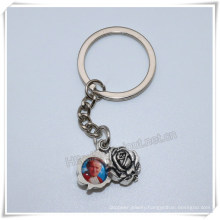 Small Religious Metal Rose with Images Key Chain, Catholic Rose Key Holder (IO-ck111)